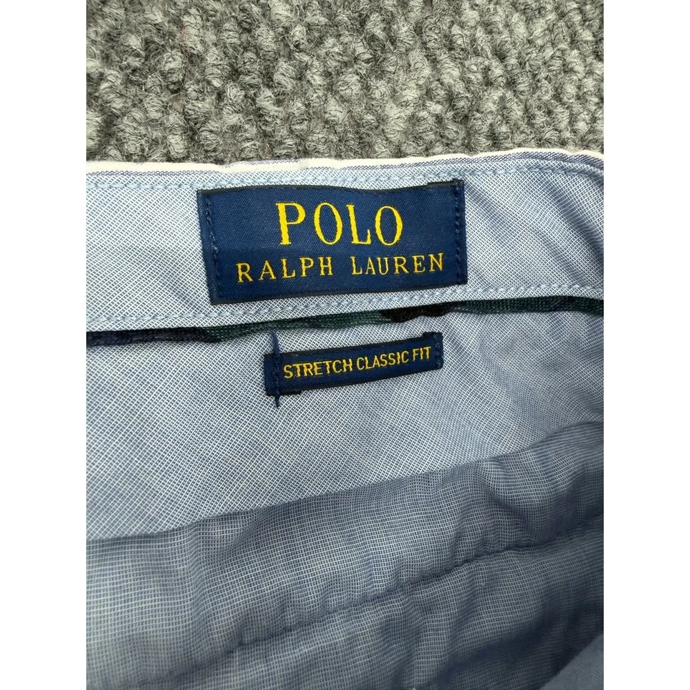 Polo Ralph Lauren Chino Shorts Men's 34 Blue White Striped Anchor Classic Fit 9" - Picture 6 of 8